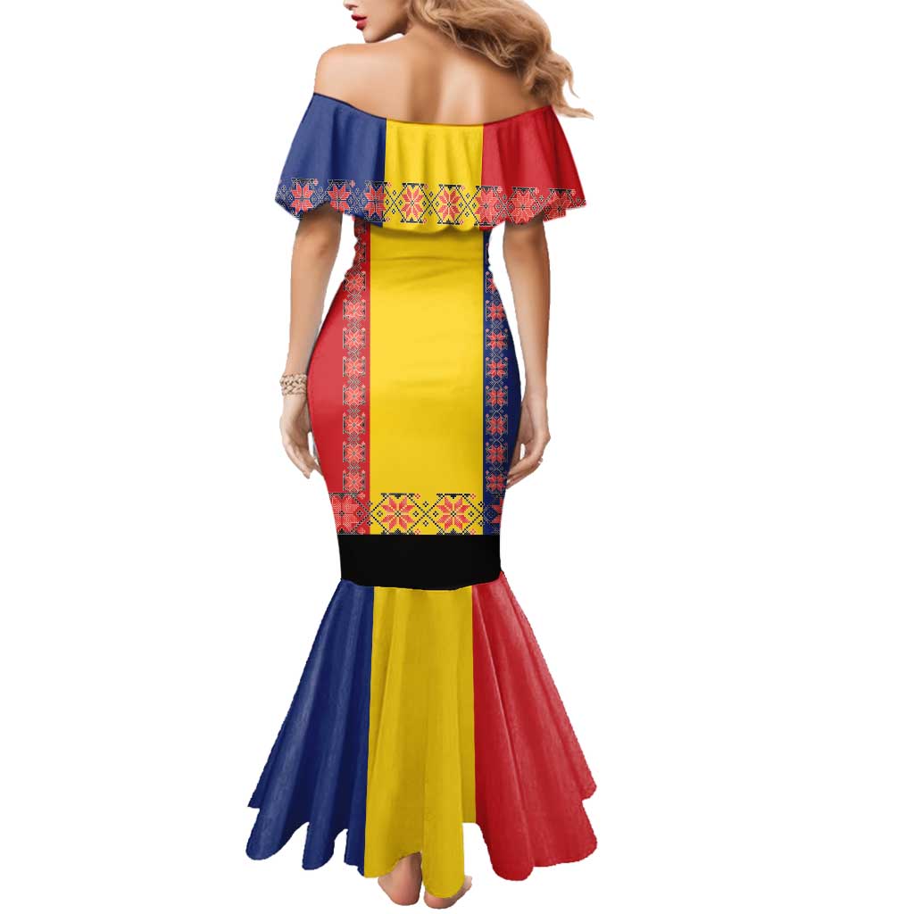 Romania National Flag Day 26th June Family Matching Mermaid Dress and Hawaiian Shirt Red Traditional Embroidery Patterns
