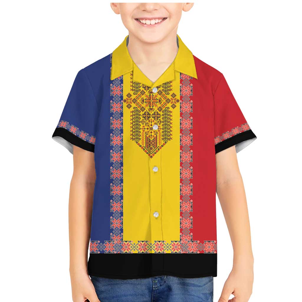 Romania National Flag Day 26th June Family Matching Mermaid Dress and Hawaiian Shirt Red Traditional Embroidery Patterns