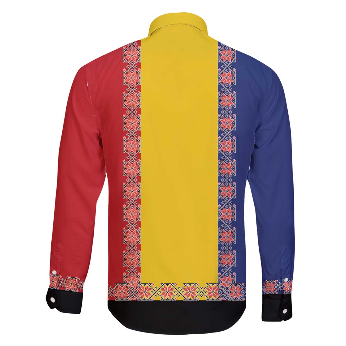 Romania National Flag Day 26th June Family Matching Off The Shoulder Long Sleeve Dress and Hawaiian Shirt Red Traditional Embroidery Patterns