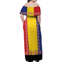 Romania National Flag Day 26th June Family Matching Off Shoulder Maxi Dress and Hawaiian Shirt Red Traditional Embroidery Patterns