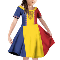 Romania National Flag Day 26th June Family Matching Off Shoulder Short Dress and Hawaiian Shirt Red Traditional Embroidery Patterns