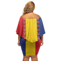 Romania National Flag Day 26th June Family Matching Off Shoulder Short Dress and Hawaiian Shirt Red Traditional Embroidery Patterns