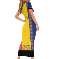 Romania National Flag Day 26th June Family Matching Short Sleeve Bodycon Dress and Hawaiian Shirt Red Traditional Embroidery Patterns
