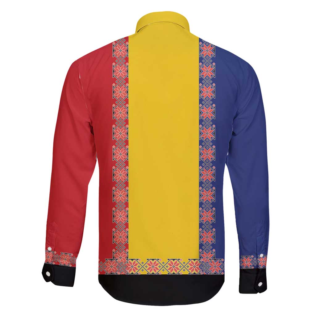 Romania National Flag Day 26th June Family Matching Summer Maxi Dress and Hawaiian Shirt Red Traditional Embroidery Patterns