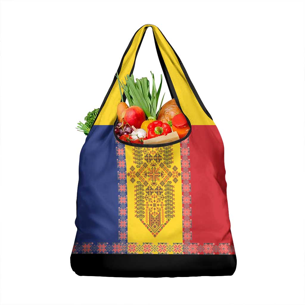Romania National Flag Day 26th June Grocery Bag Red Traditional Embroidery Patterns