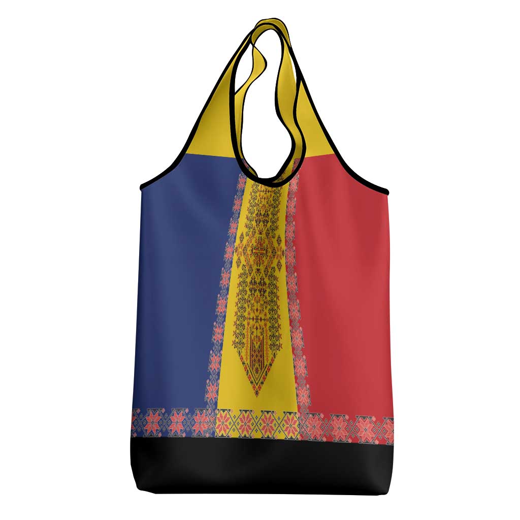 Romania National Flag Day 26th June Grocery Bag Red Traditional Embroidery Patterns