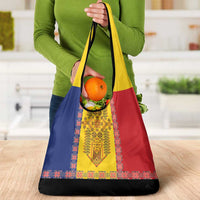 Romania National Flag Day 26th June Grocery Bag Red Traditional Embroidery Patterns