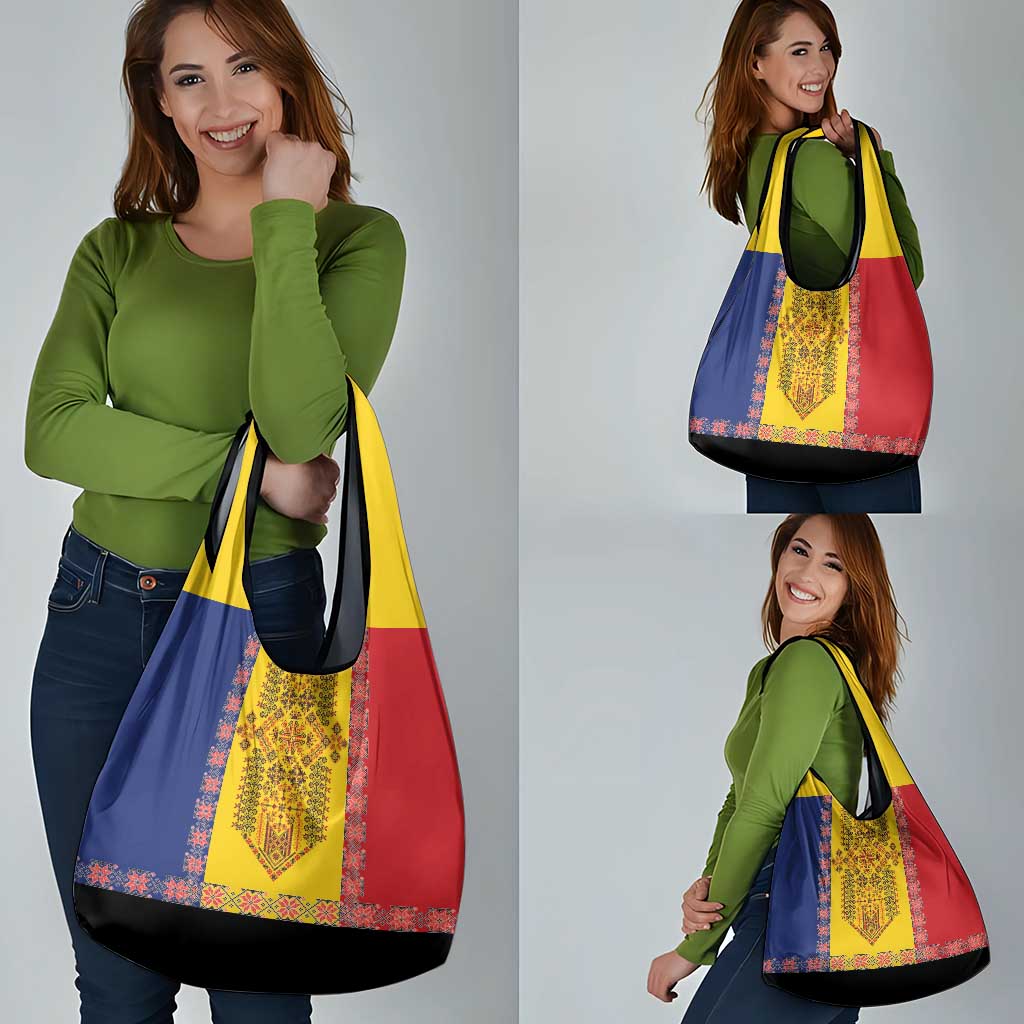 Romania National Flag Day 26th June Grocery Bag Red Traditional Embroidery Patterns