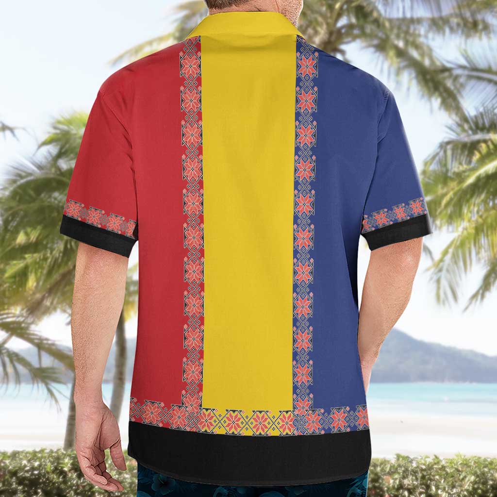Romania National Flag Day 26th June Hawaiian Shirt Red Traditional Embroidery Patterns