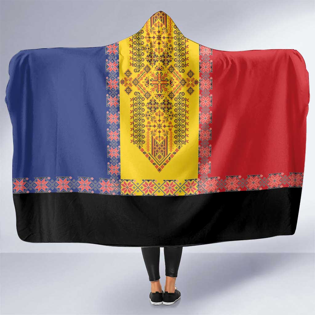 Romania National Flag Day 26th June Hooded Blanket Red Traditional Embroidery Patterns