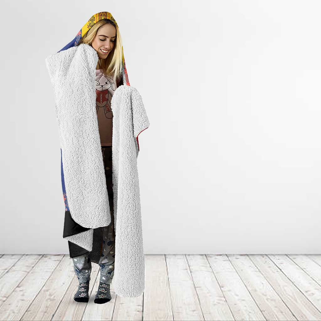 Romania National Flag Day 26th June Hooded Blanket Red Traditional Embroidery Patterns