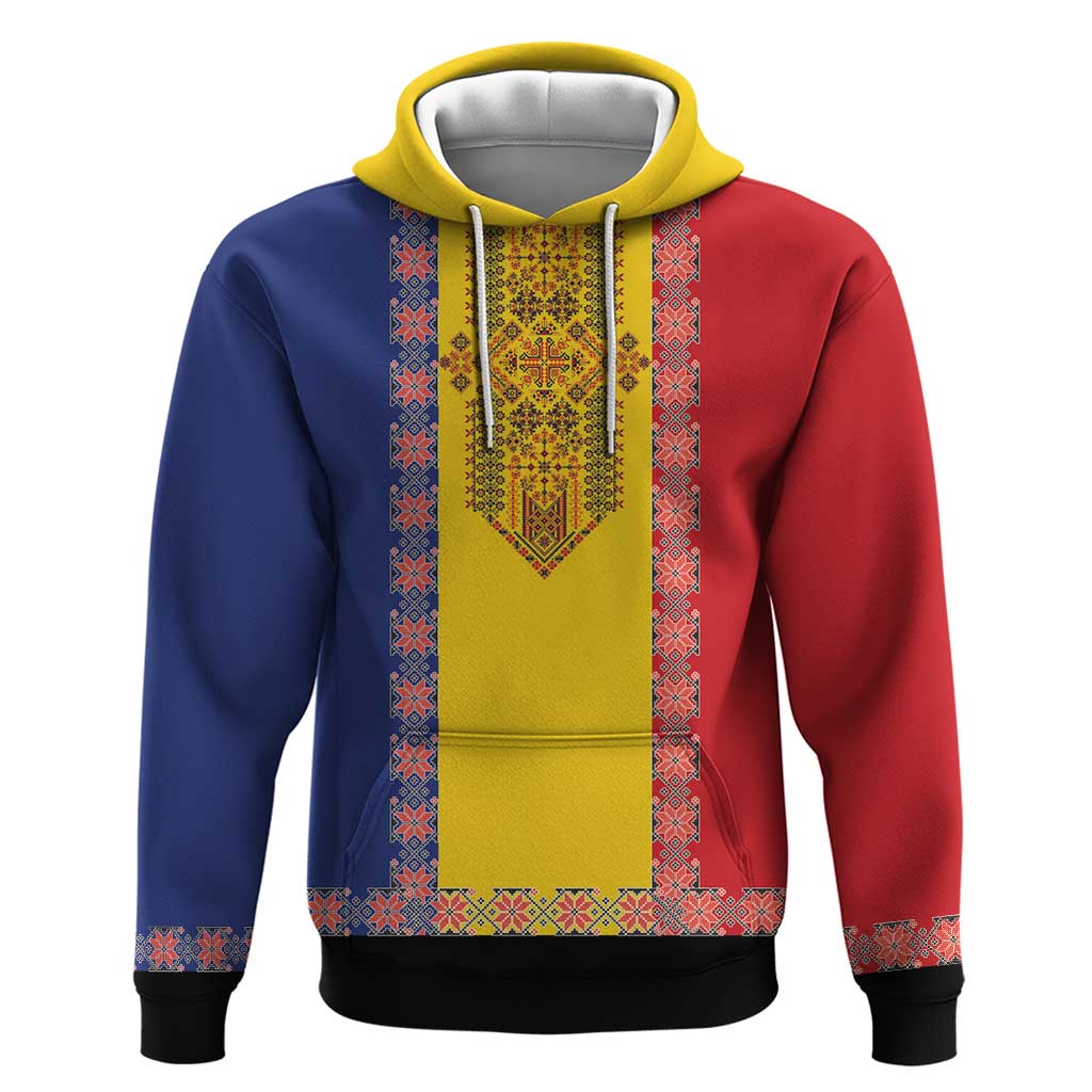 Romania National Flag Day 26th June Hoodie Red Traditional Embroidery Patterns