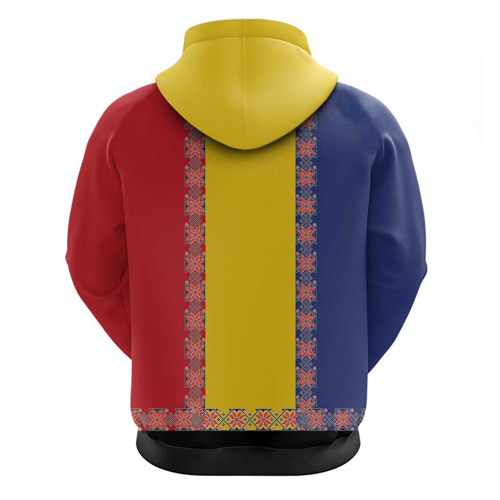 Romania National Flag Day 26th June Hoodie Red Traditional Embroidery Patterns