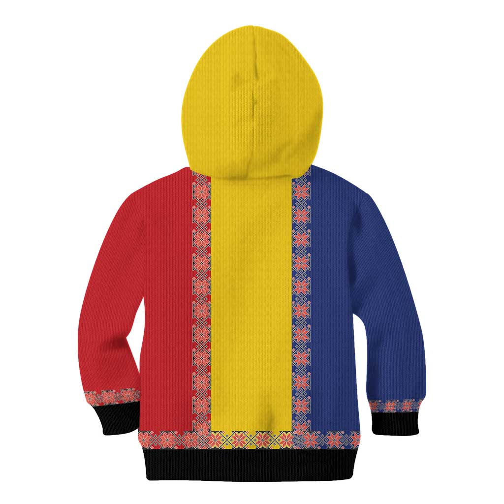 Romania National Flag Day 26th June Kid Hoodie Red Traditional Embroidery Patterns