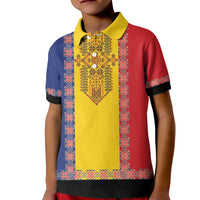 Romania National Flag Day 26th June Kid Polo Shirt Red Traditional Embroidery Patterns