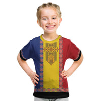 Romania National Flag Day 26th June Kid T Shirt Red Traditional Embroidery Patterns