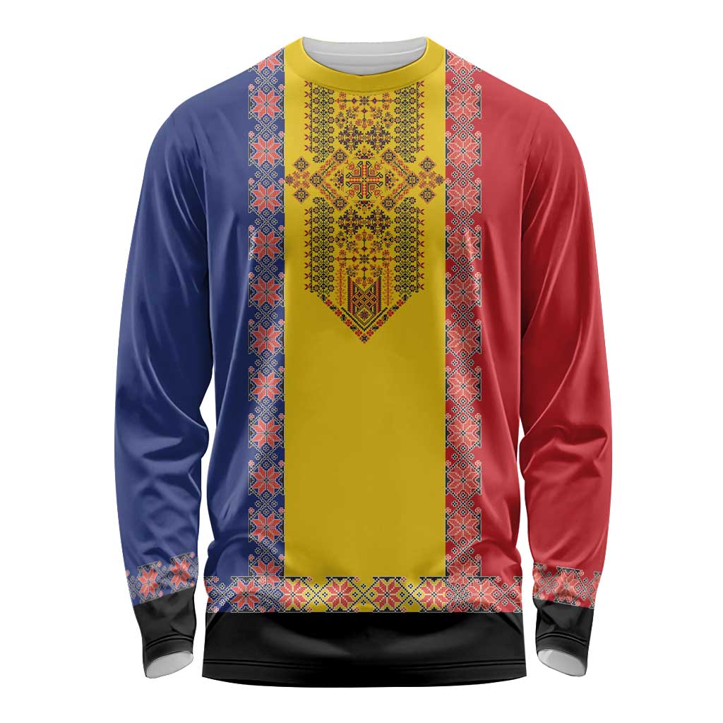 Romania National Flag Day 26th June Long Sleeve Shirt Red Traditional Embroidery Patterns