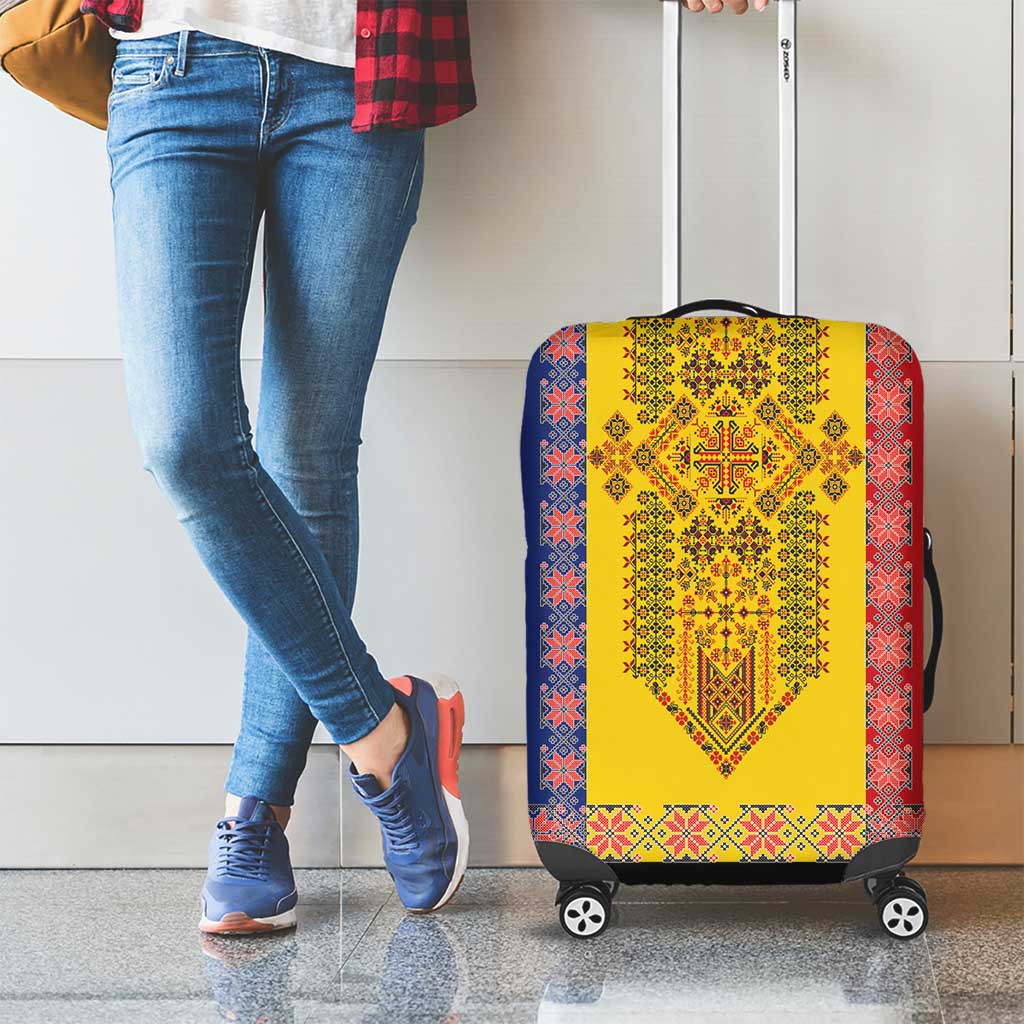 Romania National Flag Day 26th June Luggage Cover Red Traditional Embroidery Patterns