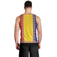 Romania National Flag Day 26th June Men Tank Top Red Traditional Embroidery Patterns
