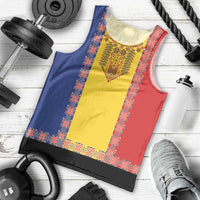 Romania National Flag Day 26th June Men Tank Top Red Traditional Embroidery Patterns