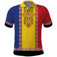 Romania National Flag Day 26th June Polo Shirt Red Traditional Embroidery Patterns