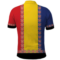 Romania National Flag Day 26th June Polo Shirt Red Traditional Embroidery Patterns