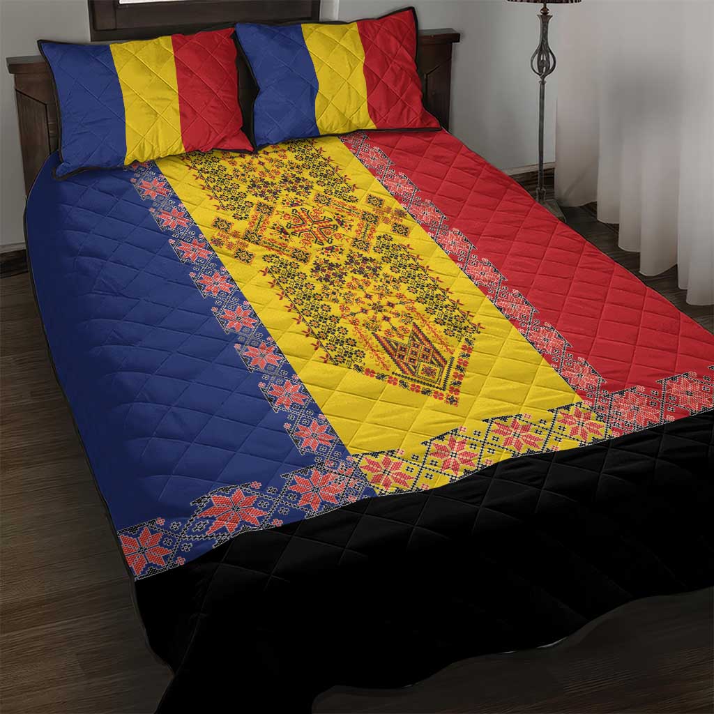 Romania National Flag Day 26th June Quilt Bed Set Red Traditional Embroidery Patterns