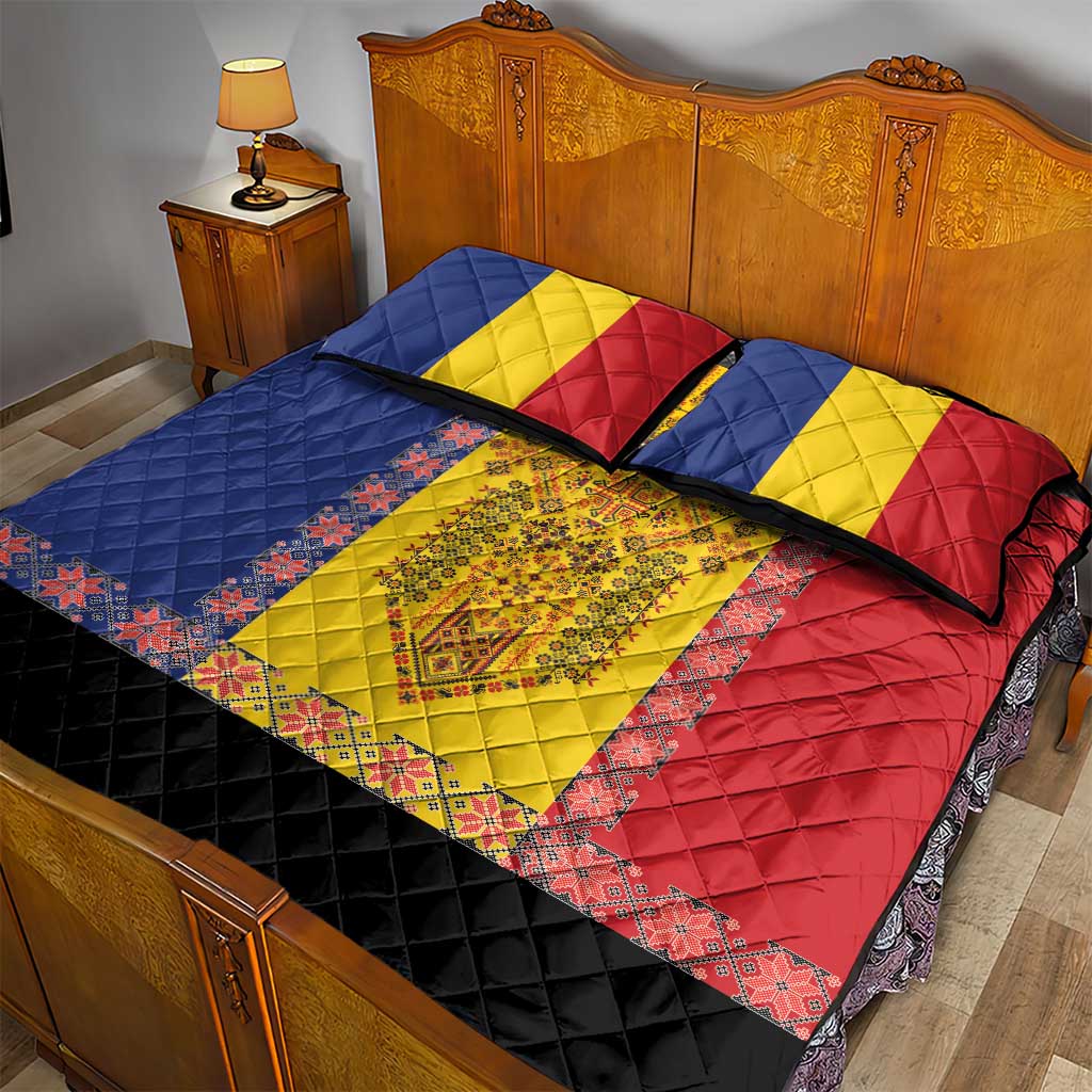 Romania National Flag Day 26th June Quilt Bed Set Red Traditional Embroidery Patterns