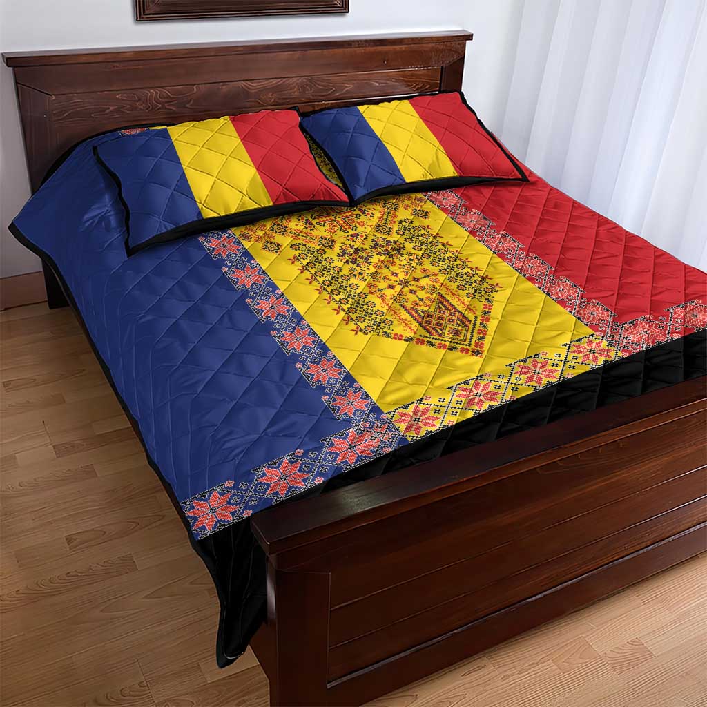 Romania National Flag Day 26th June Quilt Bed Set Red Traditional Embroidery Patterns