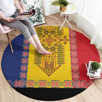 Romania National Flag Day 26th June Round Carpet Red Traditional Embroidery Patterns
