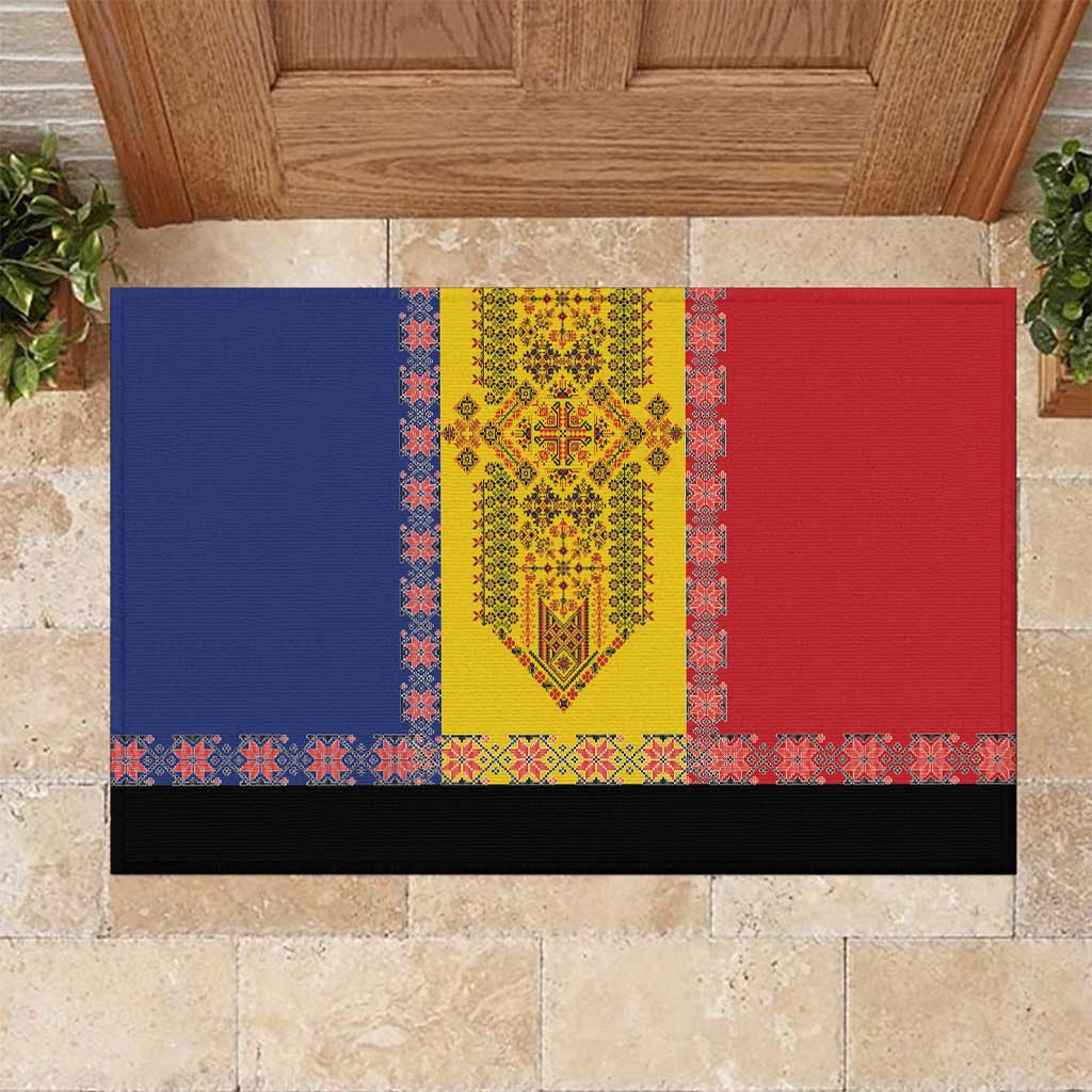 Romania National Flag Day 26th June Rubber Doormat Red Traditional Embroidery Patterns