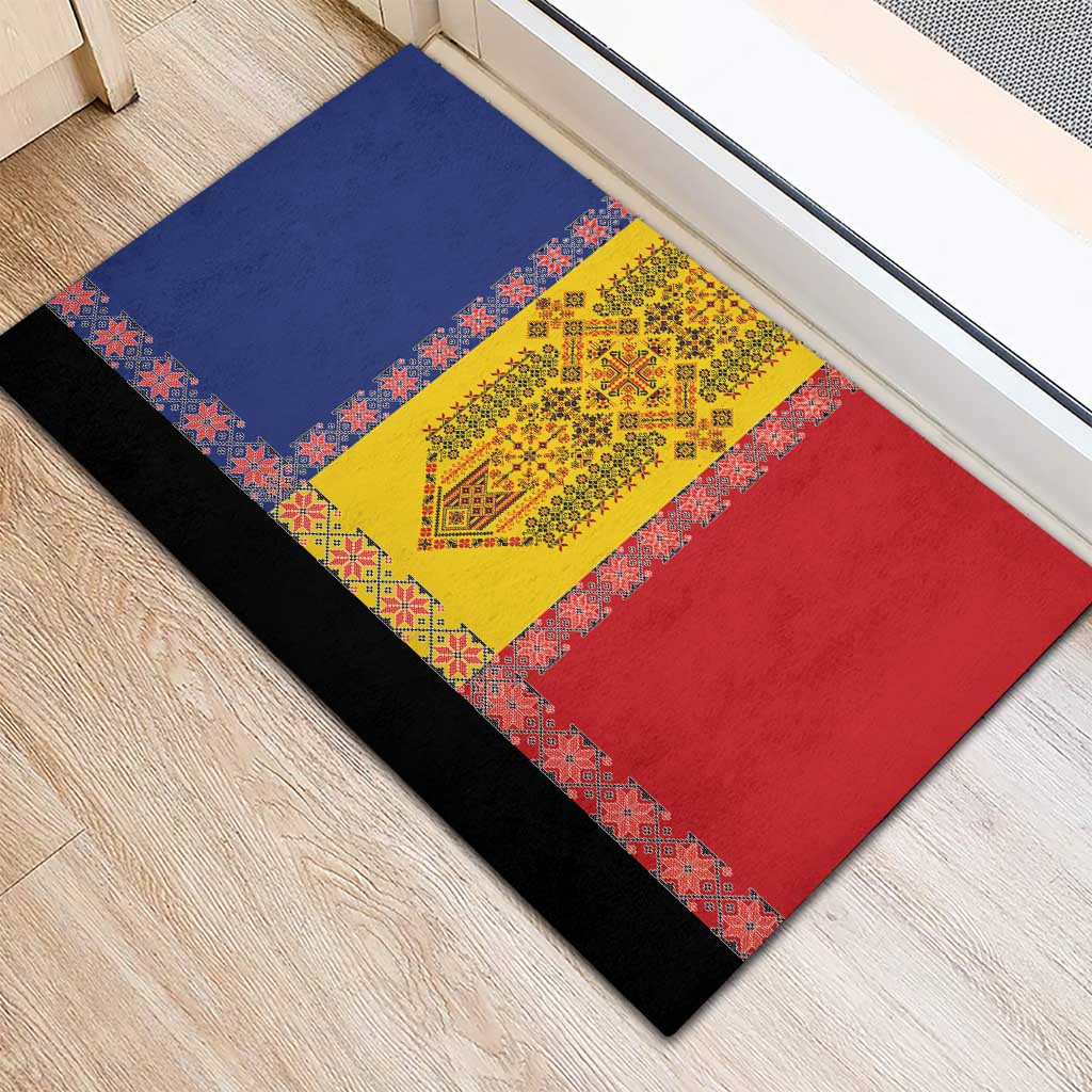 Romania National Flag Day 26th June Rubber Doormat Red Traditional Embroidery Patterns