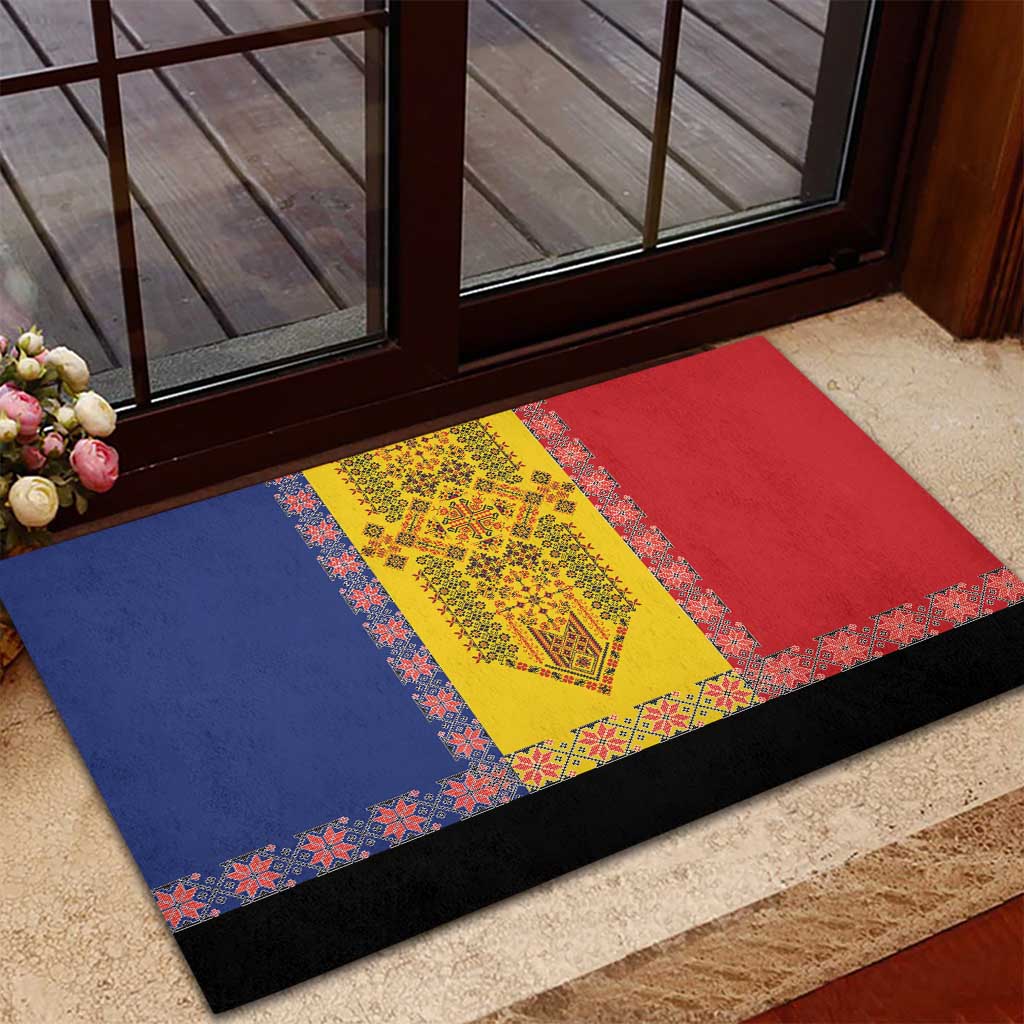 Romania National Flag Day 26th June Rubber Doormat Red Traditional Embroidery Patterns