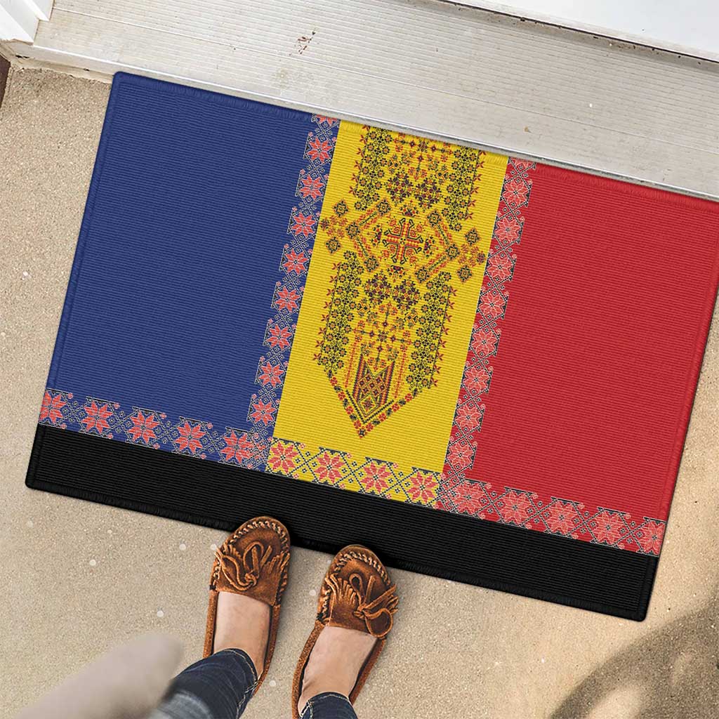 Romania National Flag Day 26th June Rubber Doormat Red Traditional Embroidery Patterns