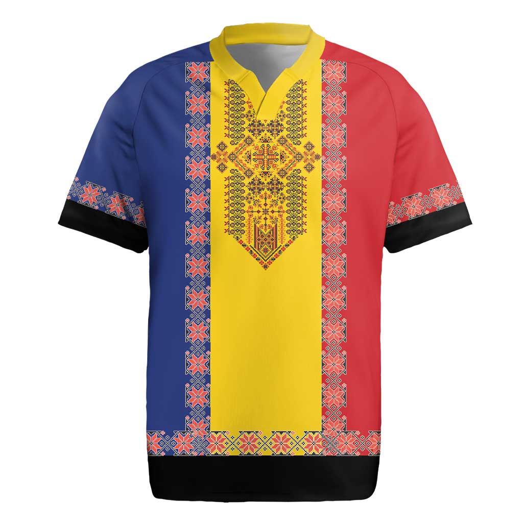 Romania National Flag Day 26th June Rugby Jersey Red Traditional Embroidery Patterns