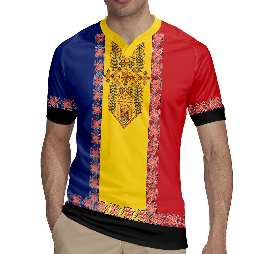 Romania National Flag Day 26th June Rugby Jersey Red Traditional Embroidery Patterns