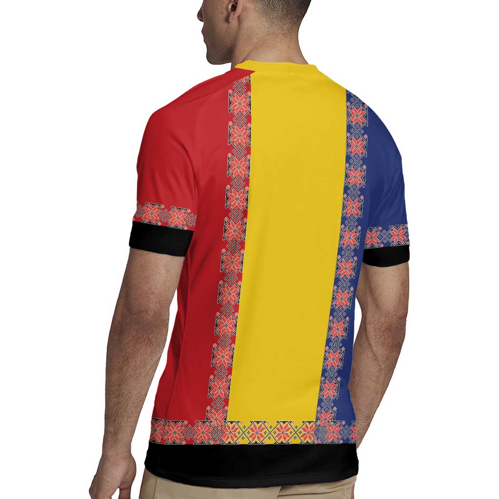 Romania National Flag Day 26th June Rugby Jersey Red Traditional Embroidery Patterns