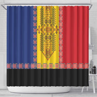 Romania National Flag Day 26th June Shower Curtain Red Traditional Embroidery Patterns