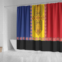 Romania National Flag Day 26th June Shower Curtain Red Traditional Embroidery Patterns