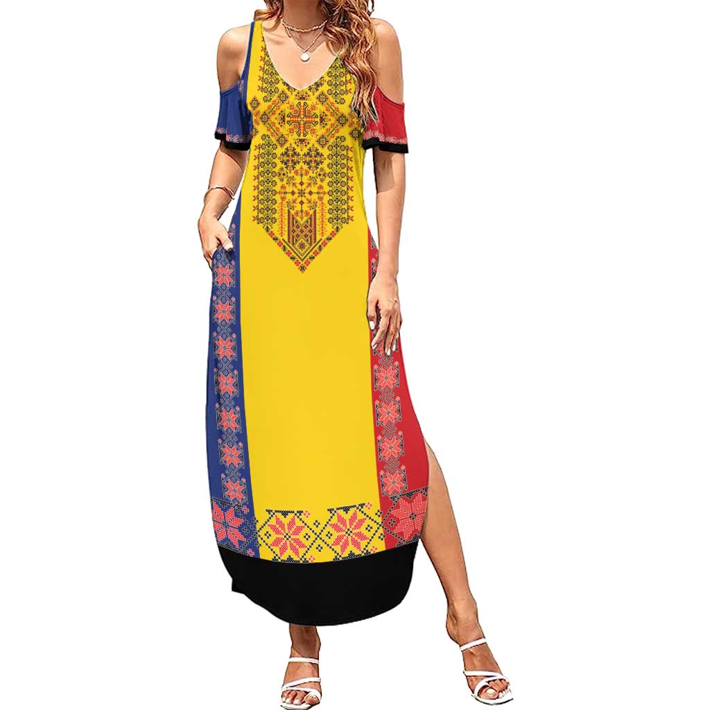 Romania National Flag Day 26th June Summer Maxi Dress Red Traditional Embroidery Patterns