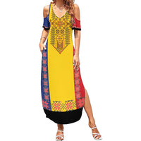 Romania National Flag Day 26th June Summer Maxi Dress Red Traditional Embroidery Patterns