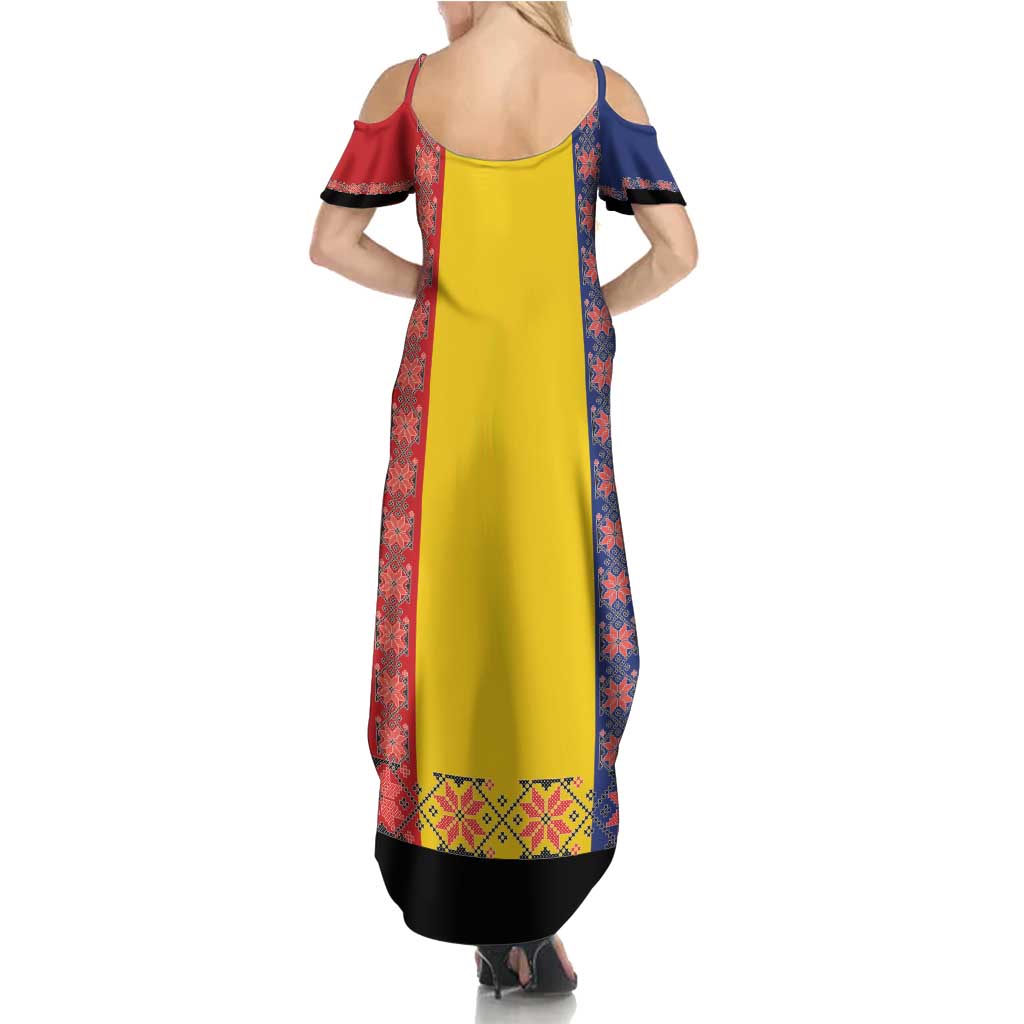 Romania National Flag Day 26th June Summer Maxi Dress Red Traditional Embroidery Patterns
