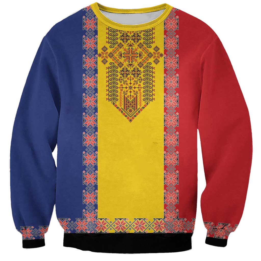 Romania National Flag Day 26th June Sweatshirt Red Traditional Embroidery Patterns