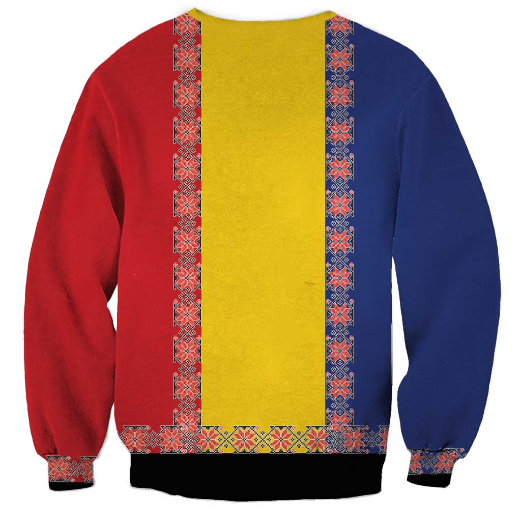 Romania National Flag Day 26th June Sweatshirt Red Traditional Embroidery Patterns