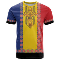 Romania National Flag Day 26th June T Shirt Red Traditional Embroidery Patterns