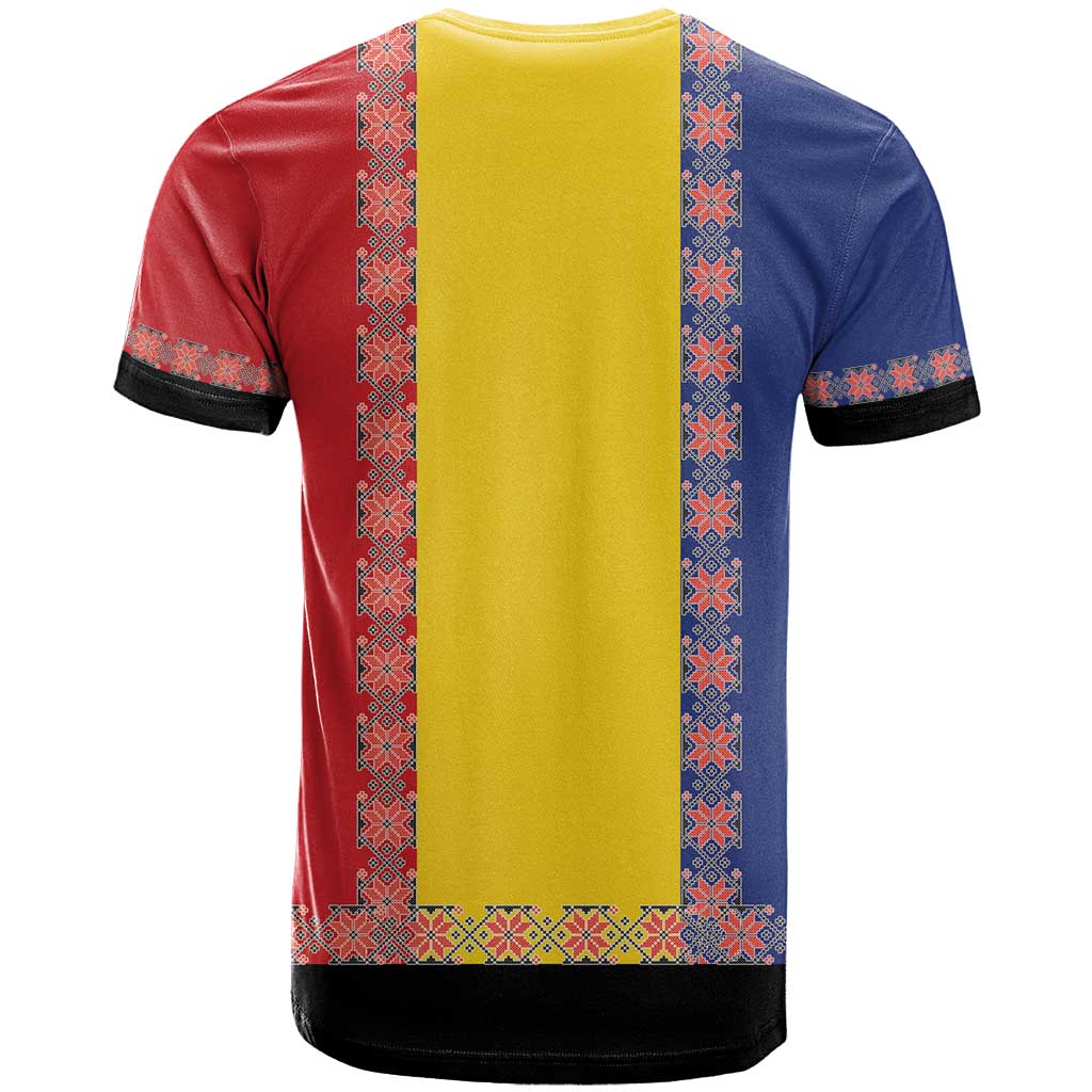 Romania National Flag Day 26th June T Shirt Red Traditional Embroidery Patterns