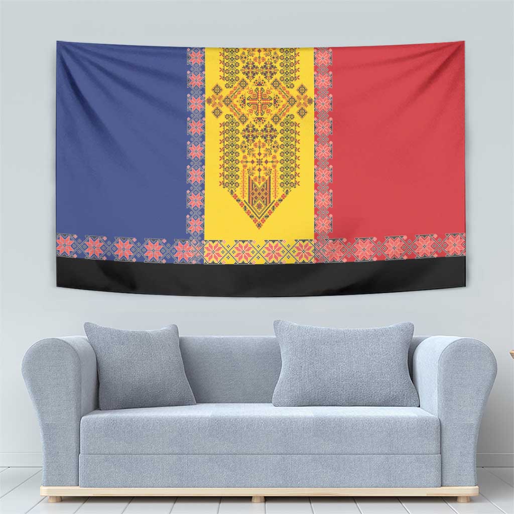 Romania National Flag Day 26th June Tapestry Red Traditional Embroidery Patterns