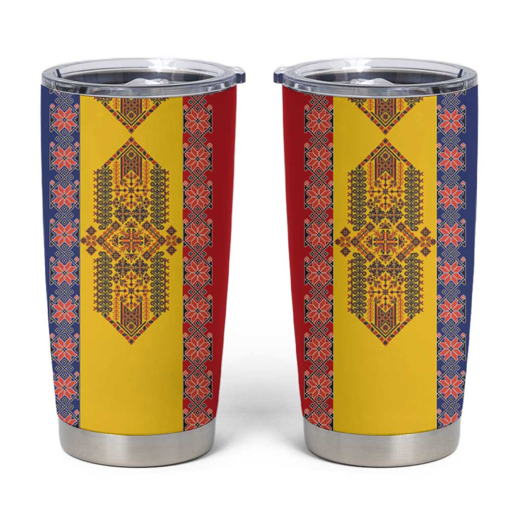 Romania National Flag Day 26th June Tumbler Cup Red Traditional Embroidery Patterns