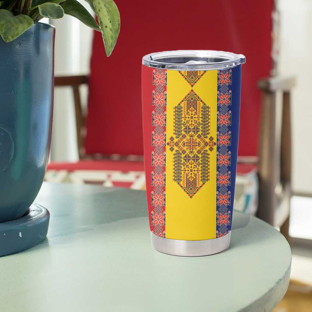 Romania National Flag Day 26th June Tumbler Cup Red Traditional Embroidery Patterns