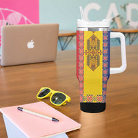 Romania National Flag Day 26th June Tumbler With Handle Red Traditional Embroidery Patterns